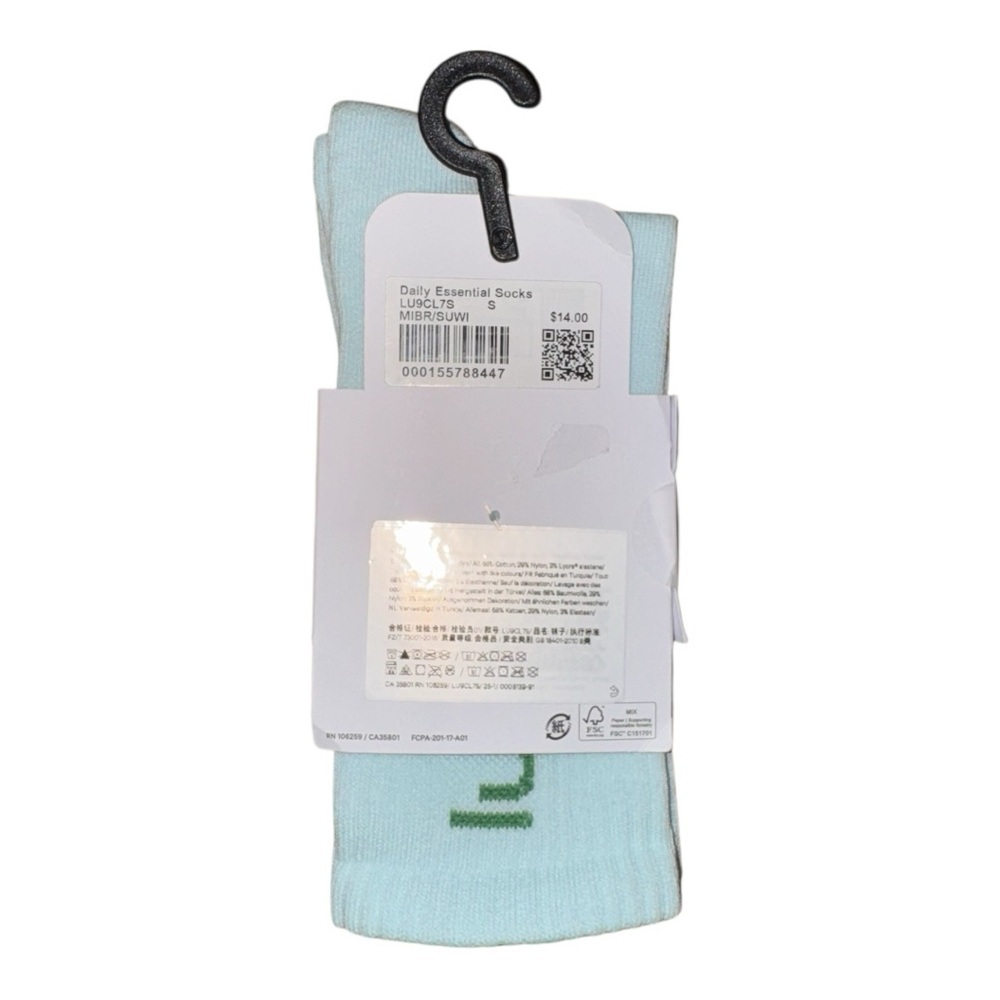 Lululemon Daily Essential Crew Socks Unisex Mint Breeze/Summer Willow Multi Size - Picture 4 of 8
